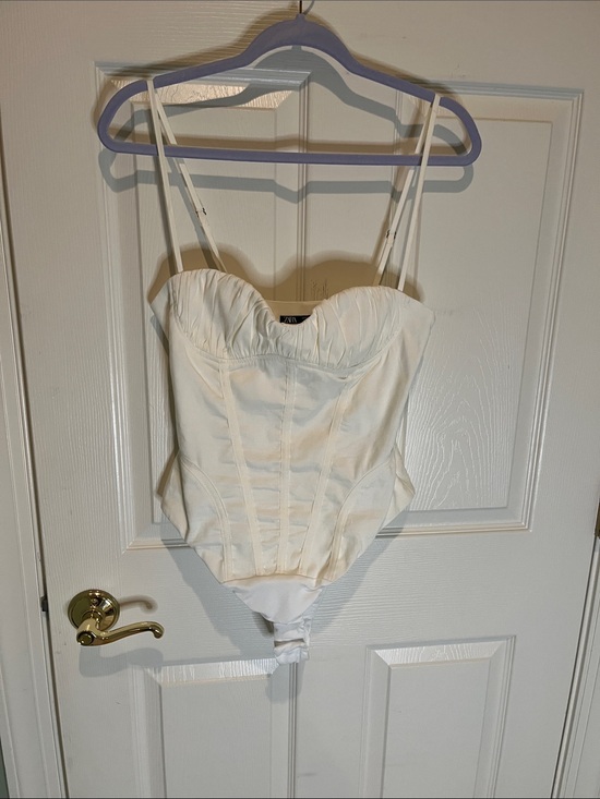 Zara Tops - Zara Cream Structured Bustier Bodysuit
